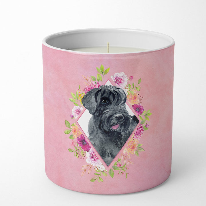 Giant Schnauzer Pink Flowers 10 oz Decorative Soy Candle Image 1