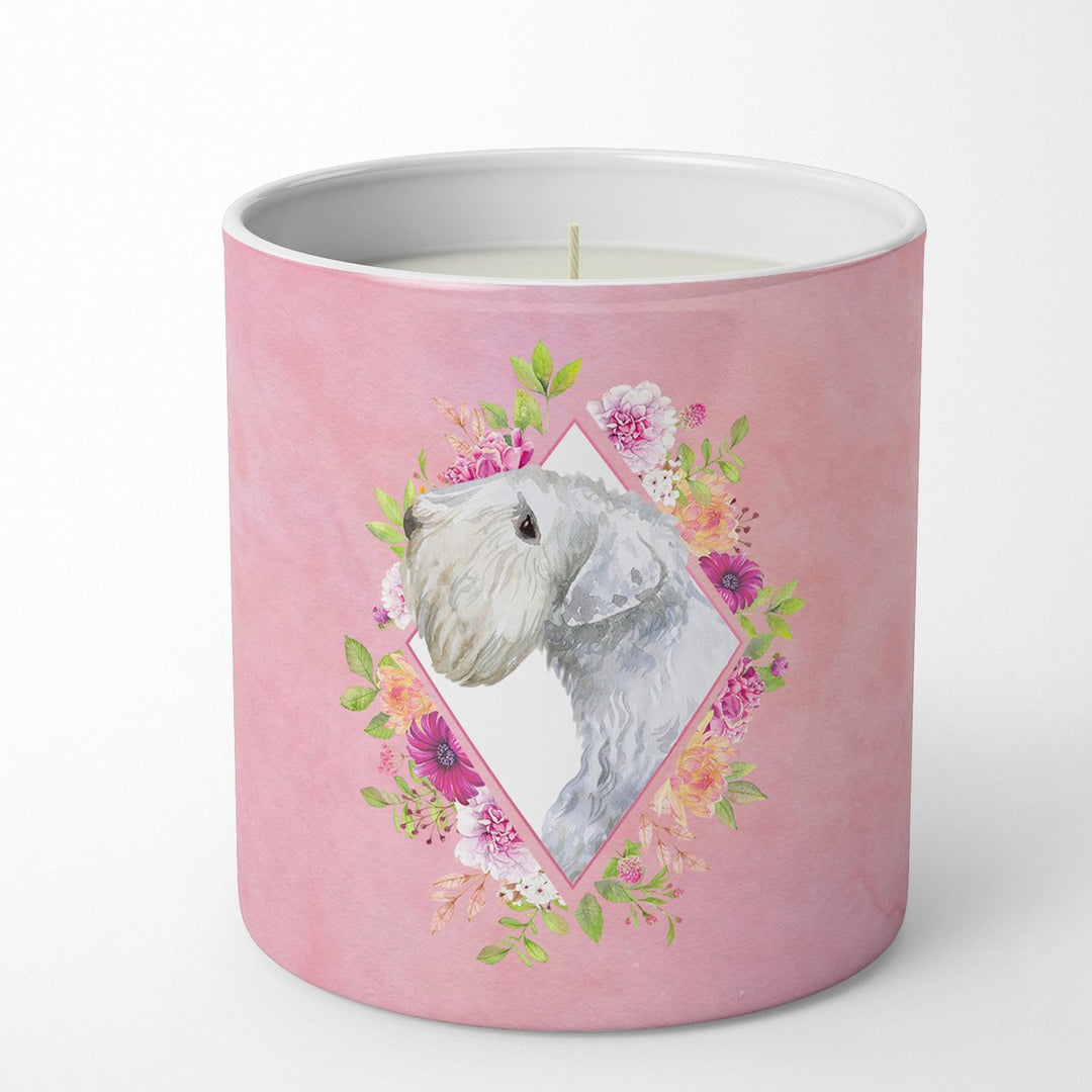 Sealyham Terrier Pink Flowers 10 oz Decorative Soy Candle Image 1