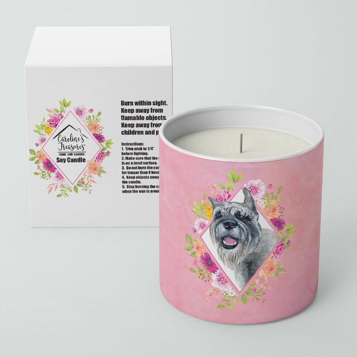 Schnauzer Pink Flowers 10 oz Decorative Soy Candle Image 2