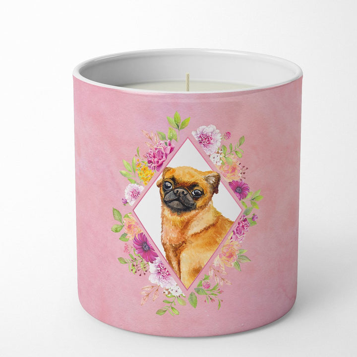 Brabant Griffon Pink Flowers 10 oz Decorative Soy Candle Image 1