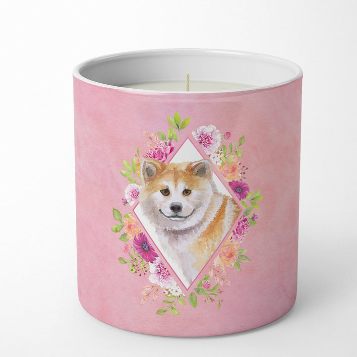 Shiba Inu Pink Flowers 10 oz Decorative Soy Candle Image 4