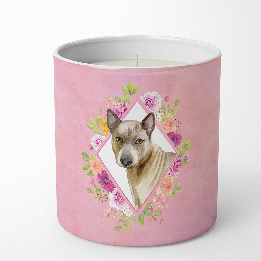 Thai Ridgeback Pink Flowers 10 oz Decorative Soy Candle Image 1