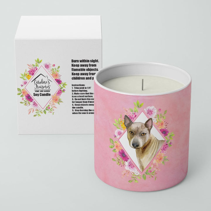 Thai Ridgeback Pink Flowers 10 oz Decorative Soy Candle Image 2