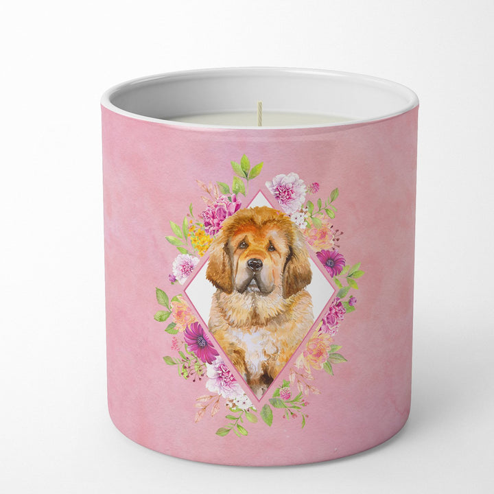 Tibetian Mastiff Puppy Pink Flowers 10 oz Decorative Soy Candle Image 4