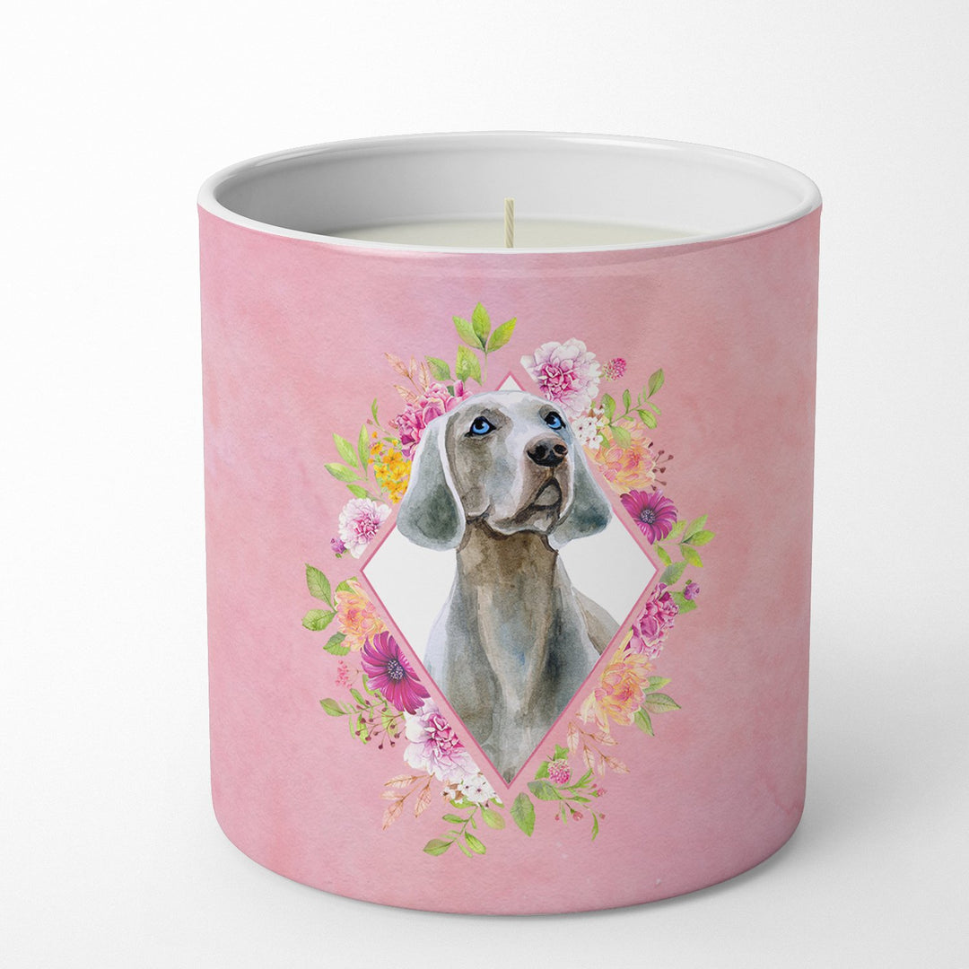 Weimaraner Pink Flowers 10 oz Decorative Soy Candle Image 4