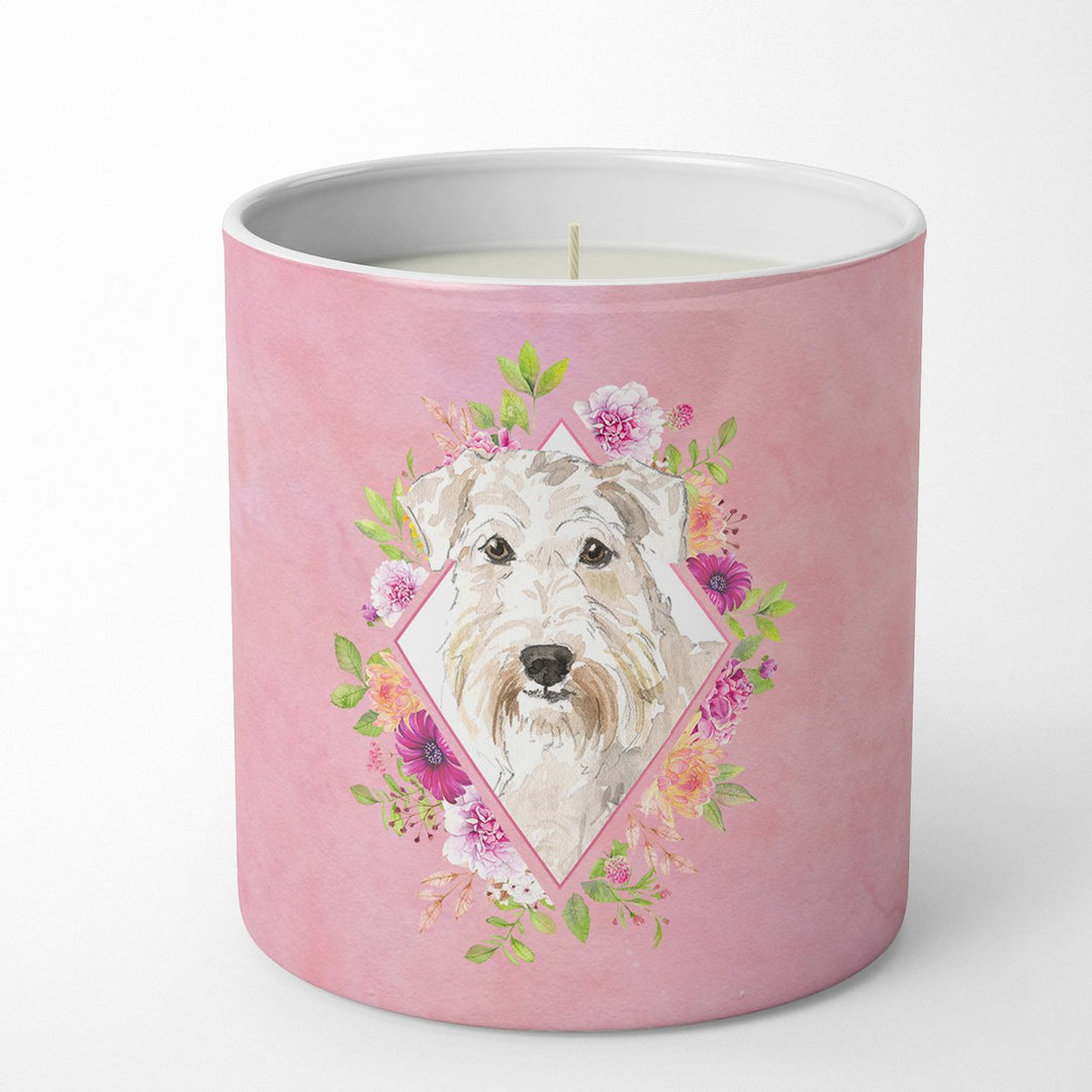 Wheaten Terrier Pink Flowers 10 oz Decorative Soy Candle Image 1