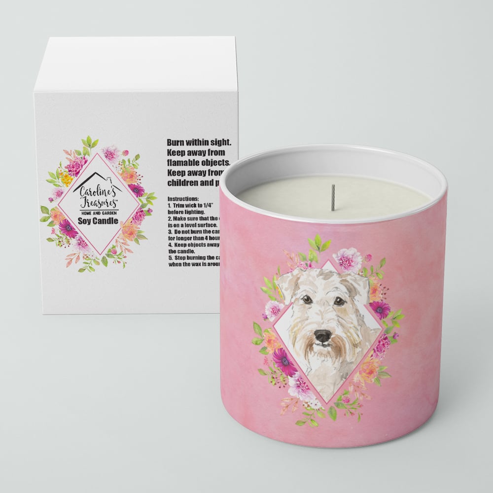 Wheaten Terrier Pink Flowers 10 oz Decorative Soy Candle Image 2