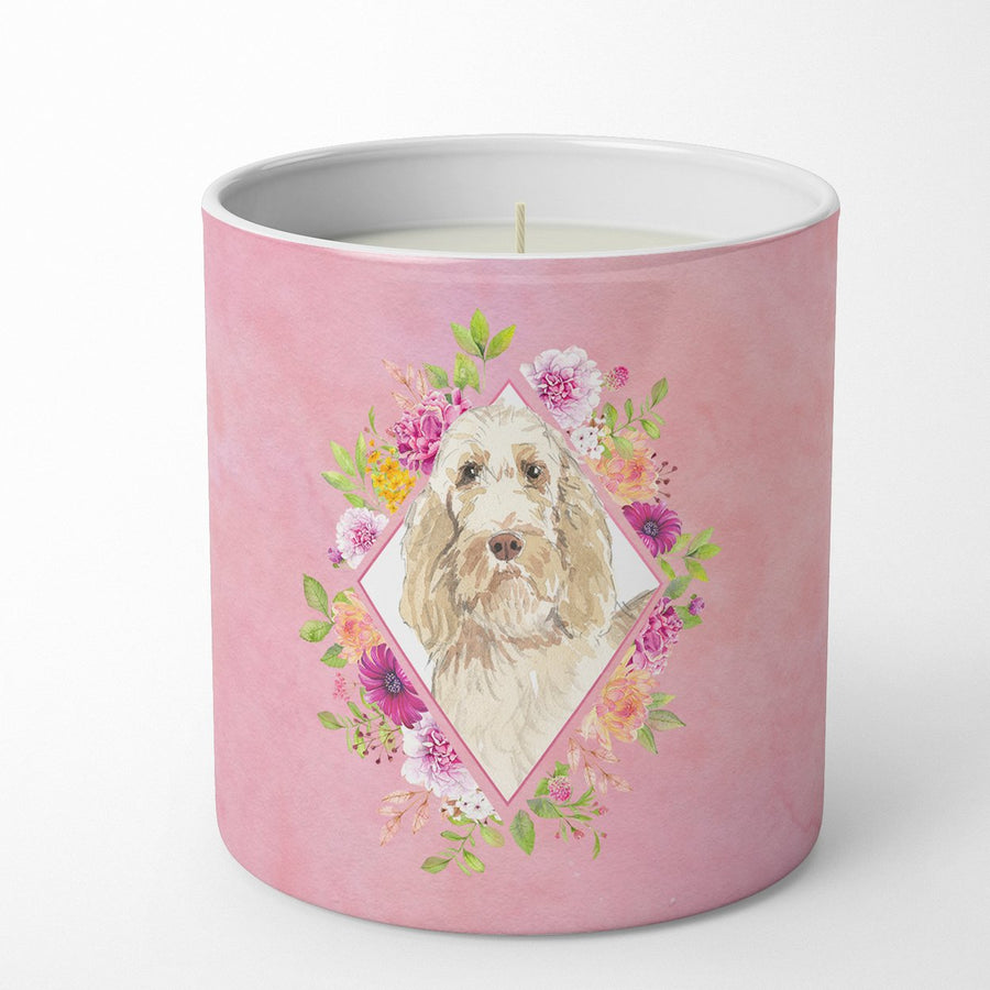 Spinone Italiano Pink Flowers 10 oz Decorative Soy Candle Image 1