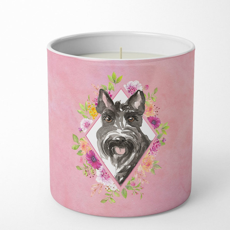 Scottish Terrier Pink Flowers 10 oz Decorative Soy Candle Image 1