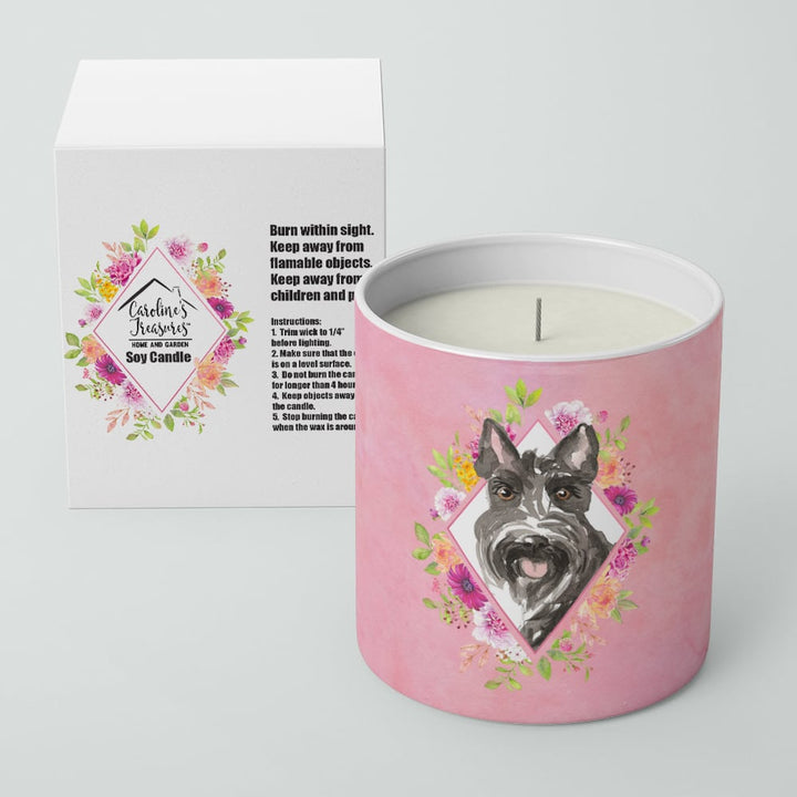 Scottish Terrier Pink Flowers 10 oz Decorative Soy Candle Image 2