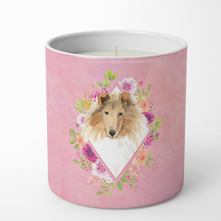 Collie Pink Flowers 10 oz Decorative Soy Candle Image 1