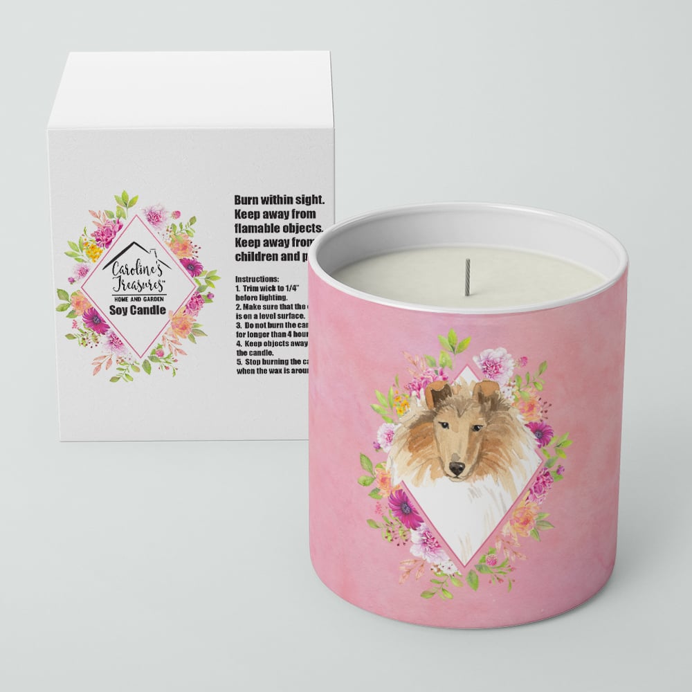 Collie Pink Flowers 10 oz Decorative Soy Candle Image 2