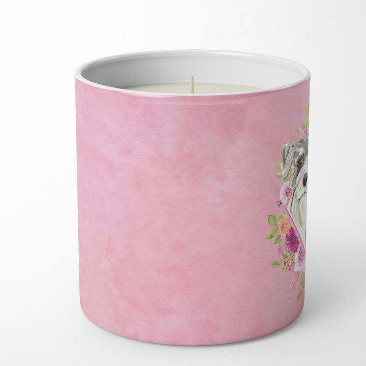 Schnauzer Style 1 Pink Flowers 10 oz Decorative Soy Candle Image 3