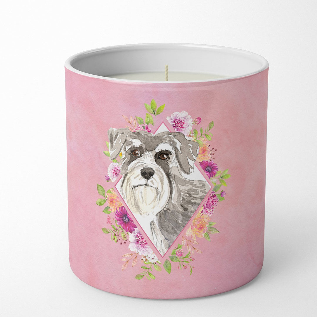 Schnauzer Style 1 Pink Flowers 10 oz Decorative Soy Candle Image 4