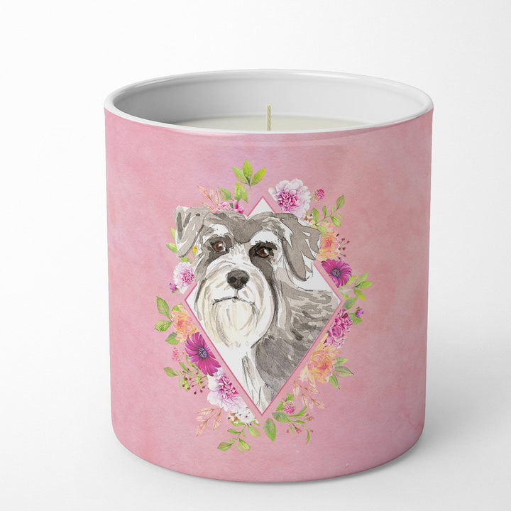 Schnauzer Style 1 Pink Flowers 10 oz Decorative Soy Candle Image 4