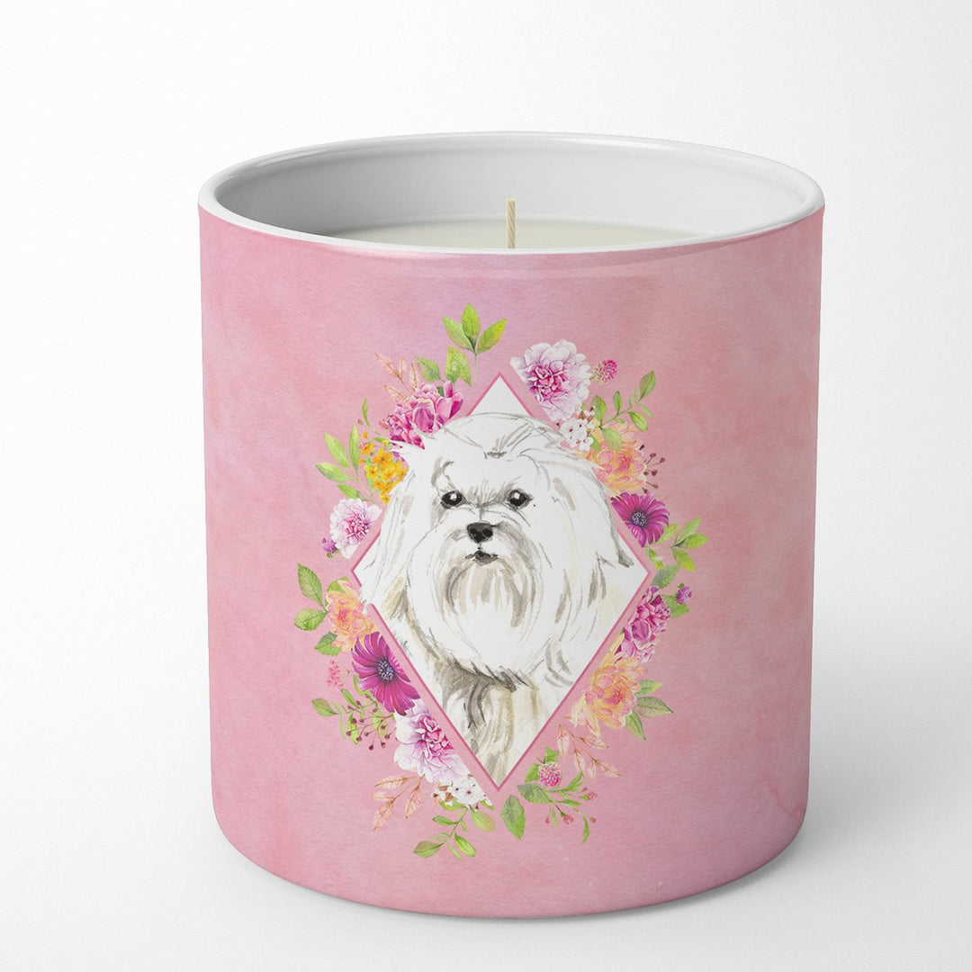 Maltese Pink Flowers 10 oz Decorative Soy Candle Image 1