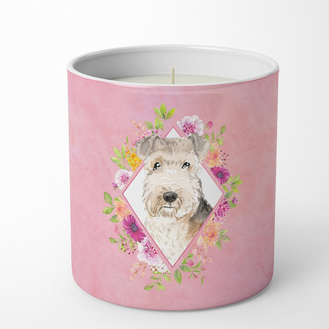 Lakeland Terrier Pink Flowers 10 oz Decorative Soy Candle Image 1