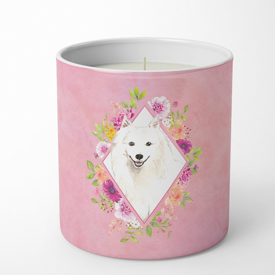 Japanese Spitz Pink Flowers 10 oz Decorative Soy Candle Image 1