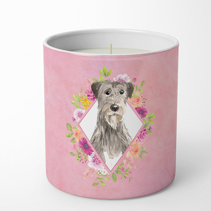 Irish Wolfhound Pink Flowers 10 oz Decorative Soy Candle Image 1