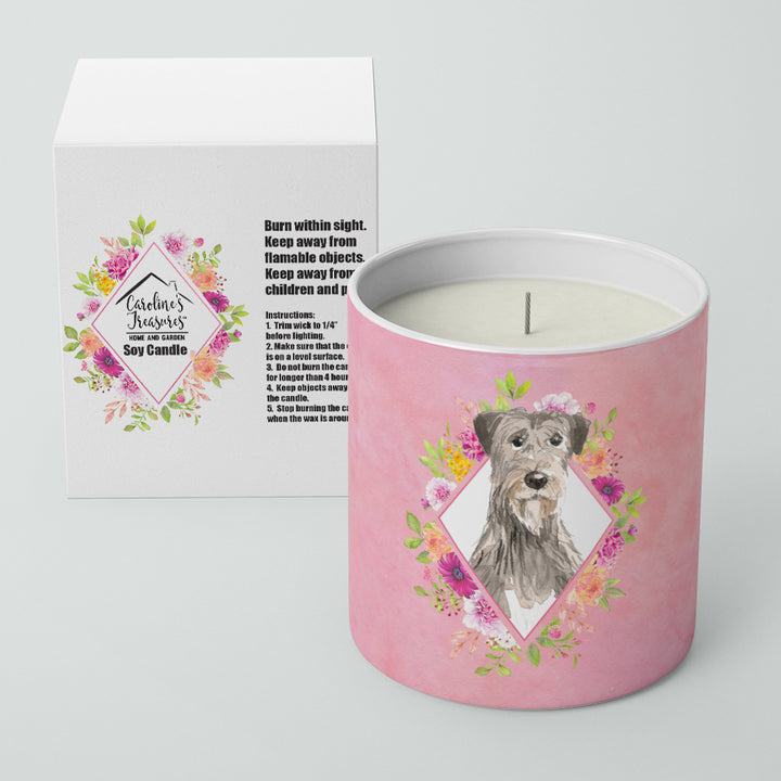 Irish Wolfhound Pink Flowers 10 oz Decorative Soy Candle Image 2