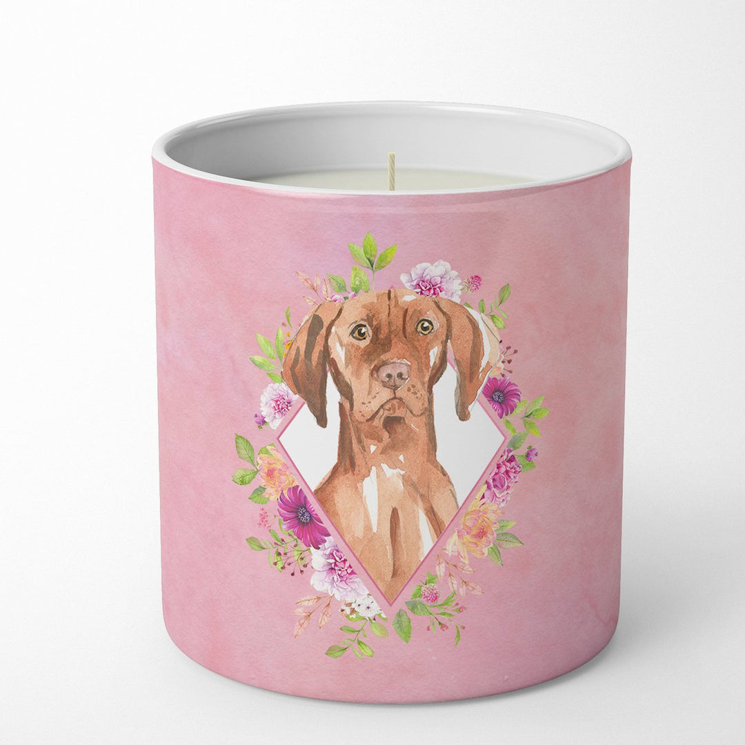 Vizsla Pink Flowers 10 oz Decorative Soy Candle Image 1