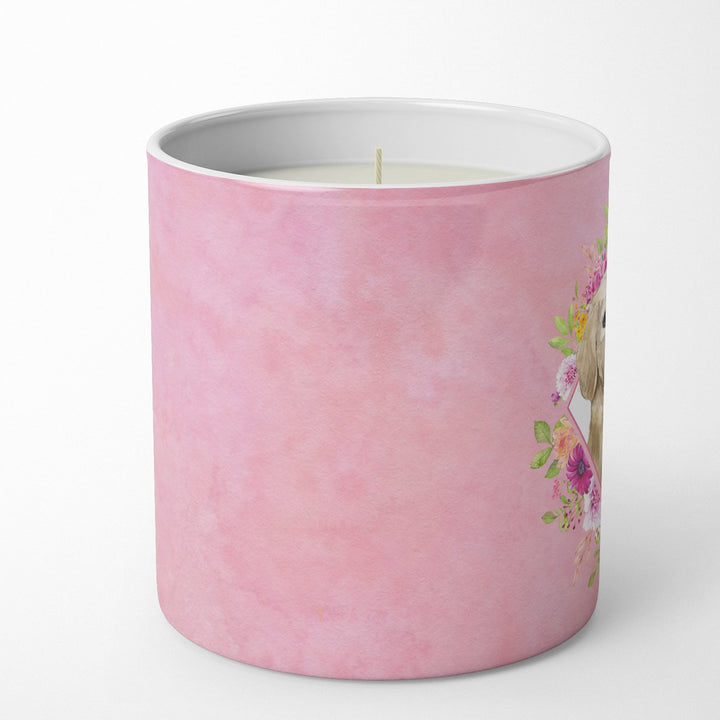 Golden Retriever Pink Flowers 10 oz Decorative Soy Candle Image 3