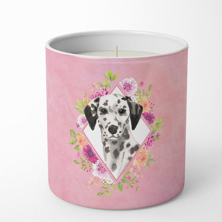 Dalmatian Pink Flowers 10 oz Decorative Soy Candle Image 1