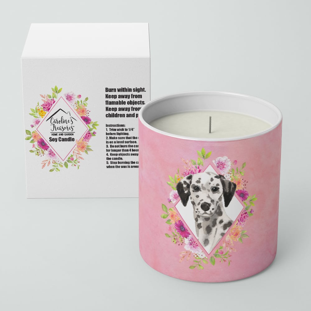 Dalmatian Pink Flowers 10 oz Decorative Soy Candle Image 2