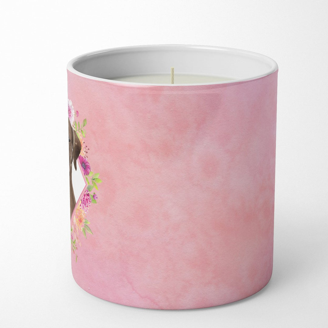 Chocolate Labrador Pink Flowers 10 oz Decorative Soy Candle Image 5