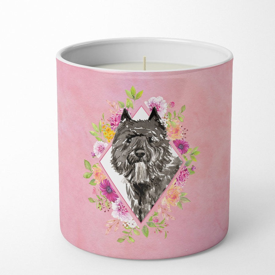 Bouvier des Flandres Pink Flowers 10 oz Decorative Soy Candle Image 1