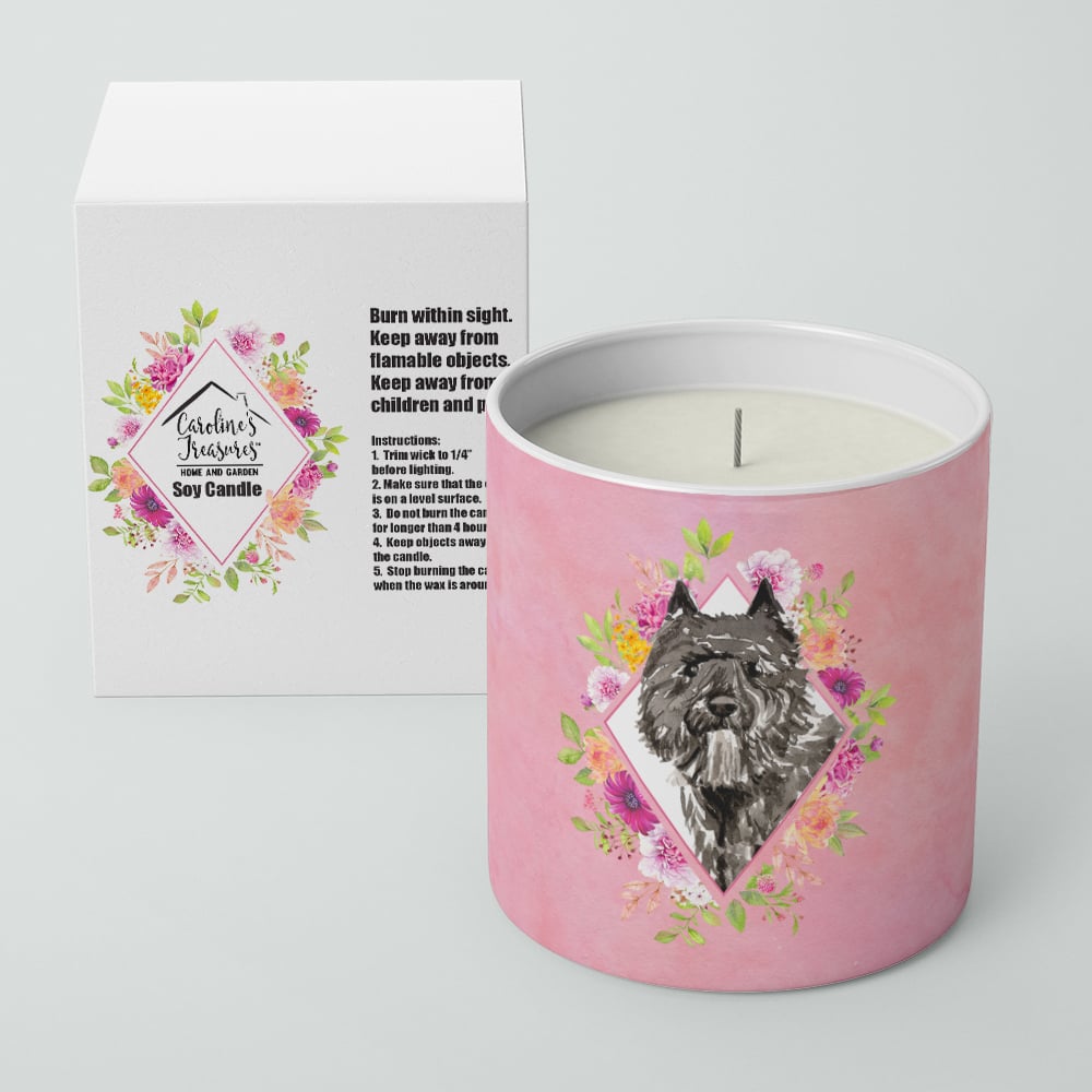 Bouvier des Flandres Pink Flowers 10 oz Decorative Soy Candle Image 2