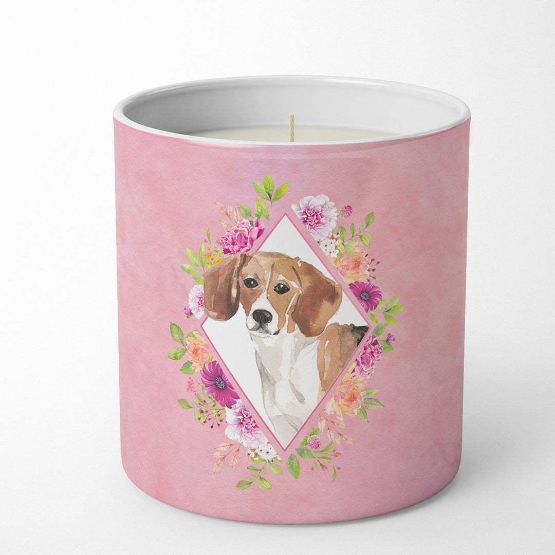 Beagle Pink Flowers 10 oz Decorative Soy Candle Image 1