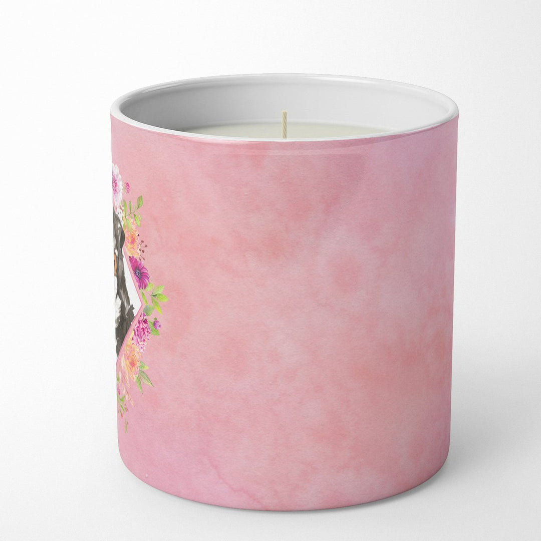 Bernese Mountain Dog Pink Flowers 10 oz Decorative Soy Candle Image 5