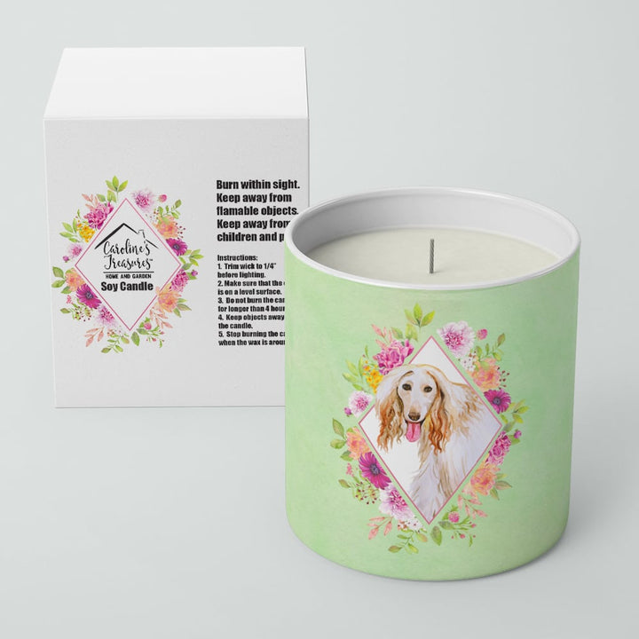 Afghan Hound Green Flowers 10 oz Decorative Soy Candle Image 2