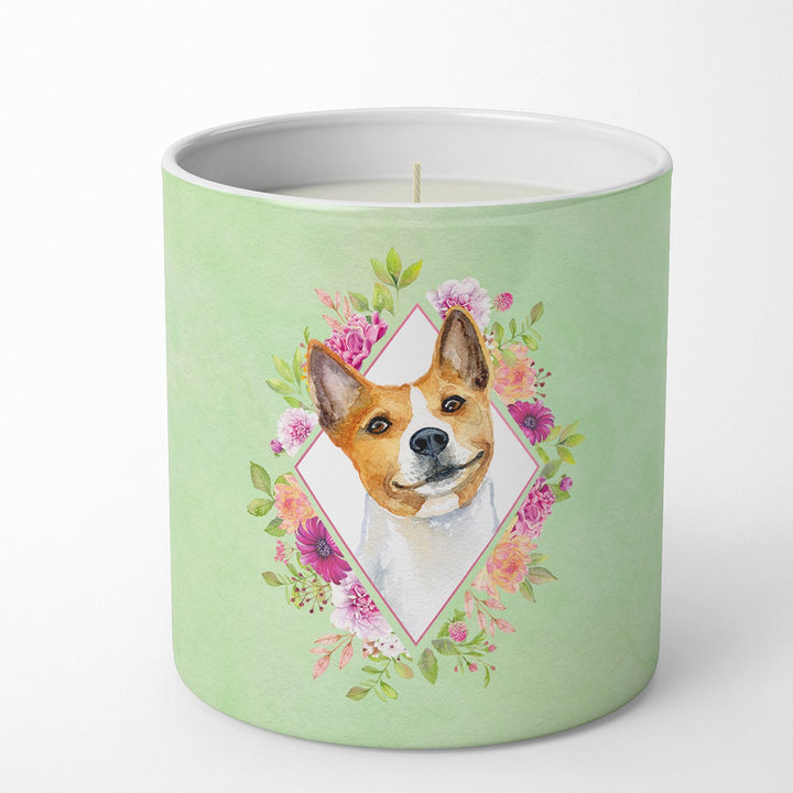 Basenji Green Flowers 10 oz Decorative Soy Candle Image 1