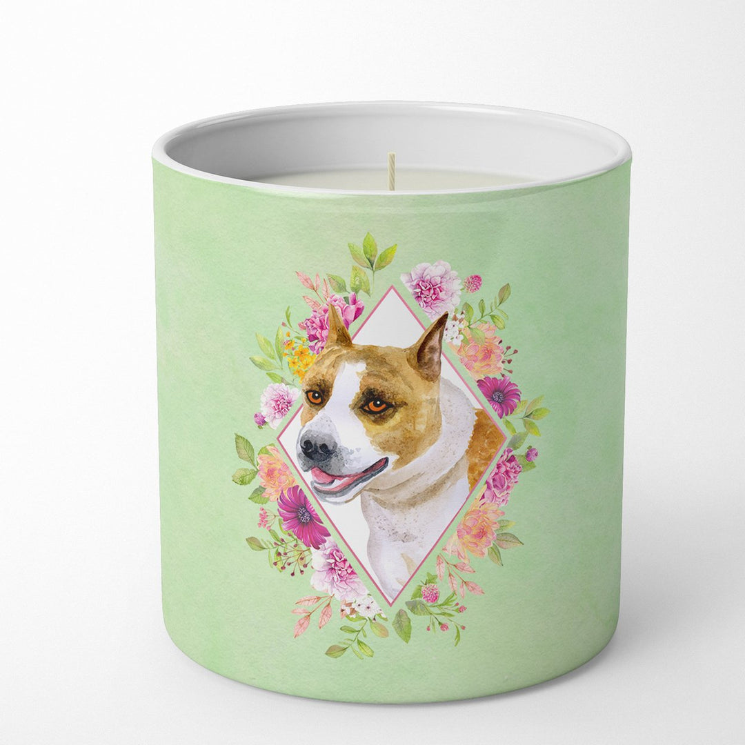 Bull Terrier Green Flowers 10 oz Decorative Soy Candle Image 1