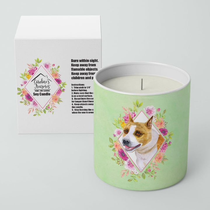 Bull Terrier Green Flowers 10 oz Decorative Soy Candle Image 2