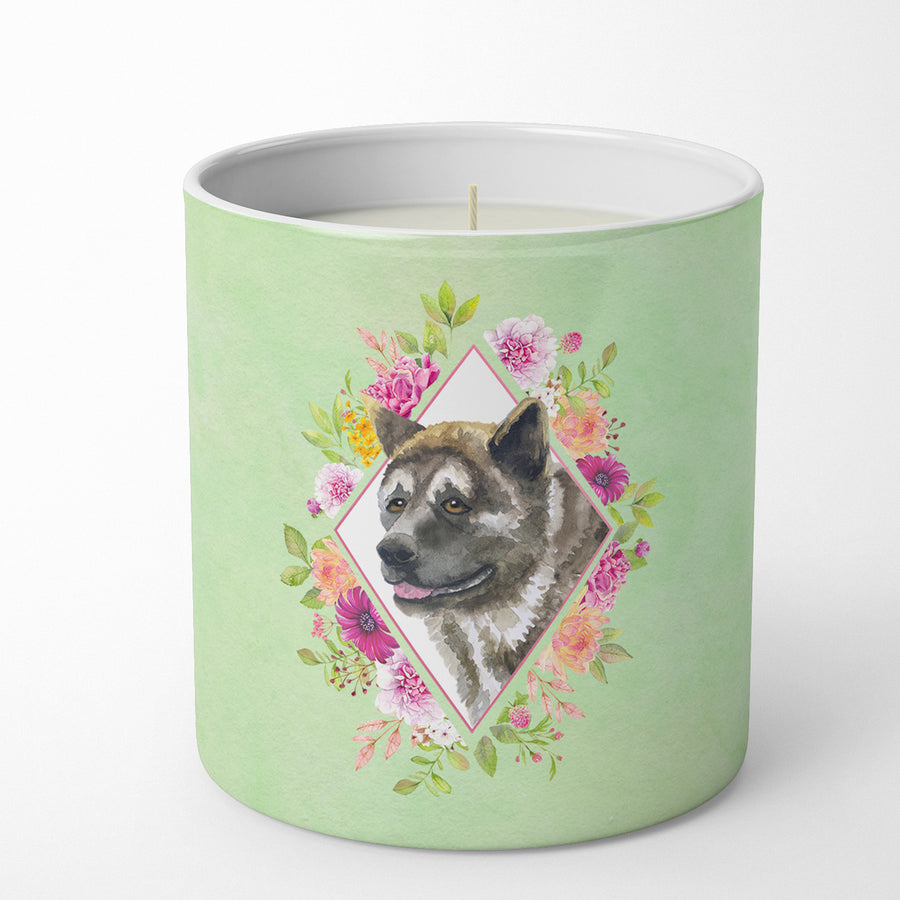 Akita Green Flowers 10 oz Decorative Soy Candle Image 1