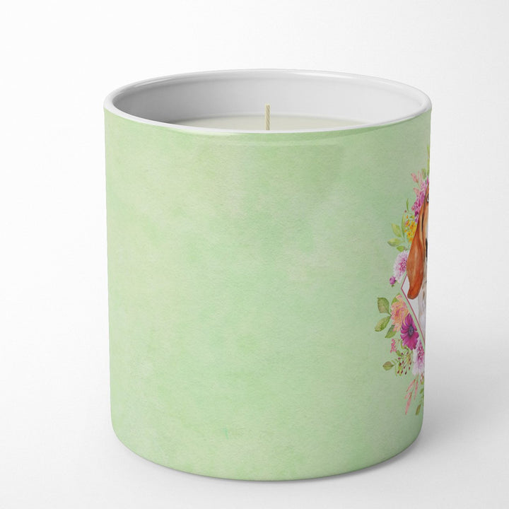 Basset Hound Green Flowers 10 oz Decorative Soy Candle Image 3