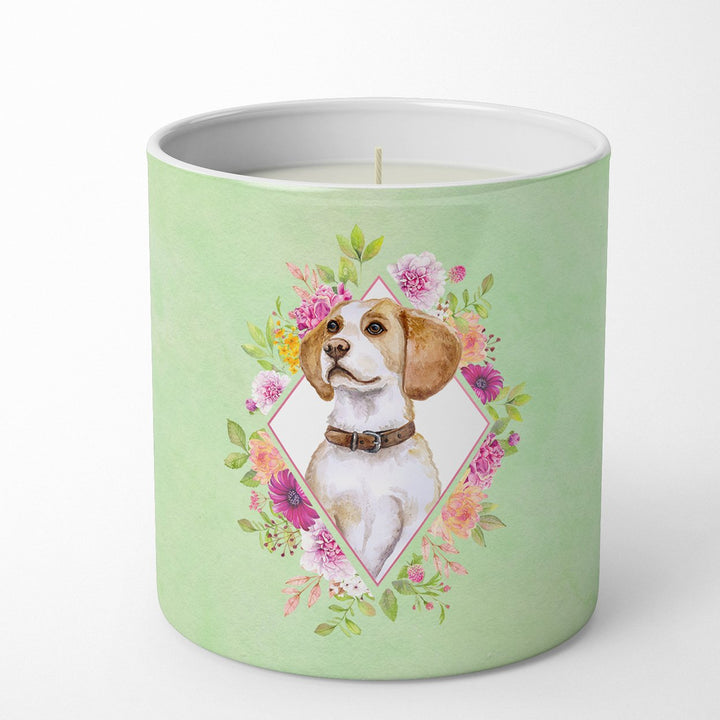 Beagle Green Flowers 10 oz Decorative Soy Candle Image 1