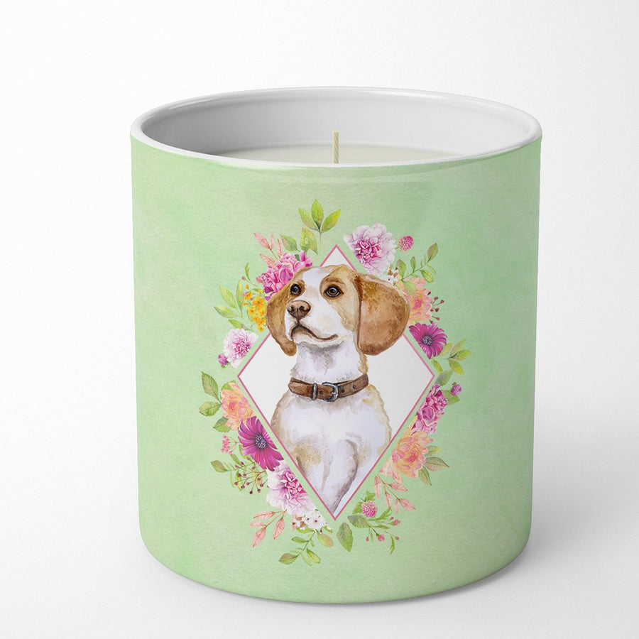 Beagle Green Flowers 10 oz Decorative Soy Candle Image 1