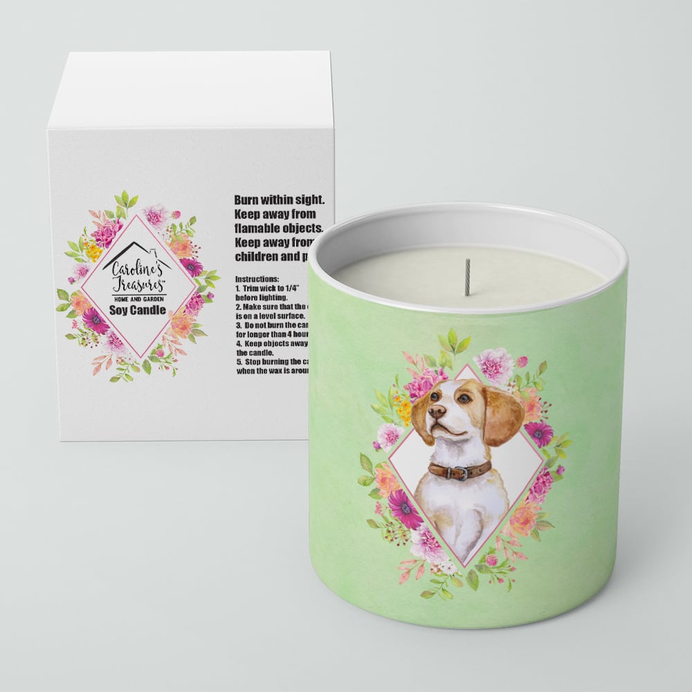 Beagle Green Flowers 10 oz Decorative Soy Candle Image 2