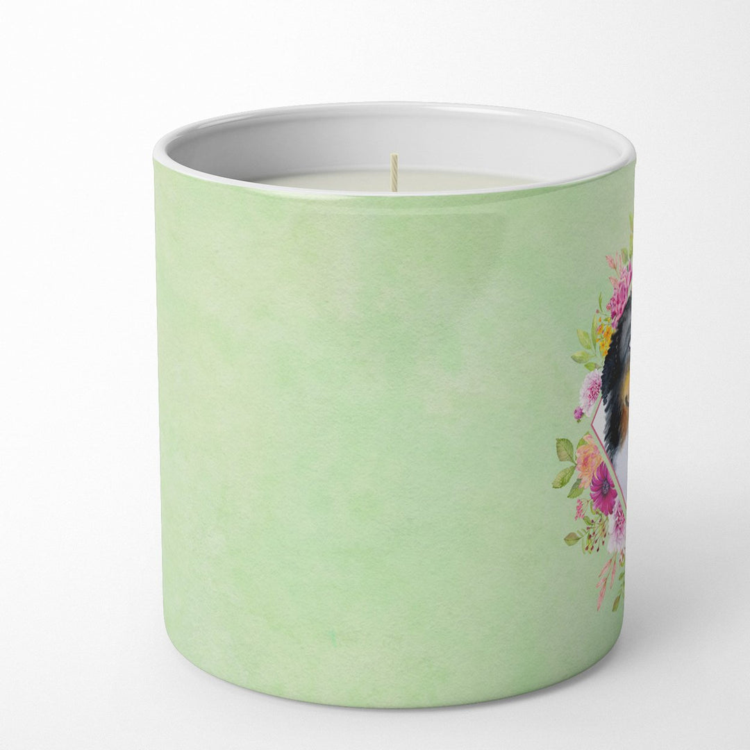 Bernese Mountain Dog Green Flowers 10 oz Decorative Soy Candle Image 3