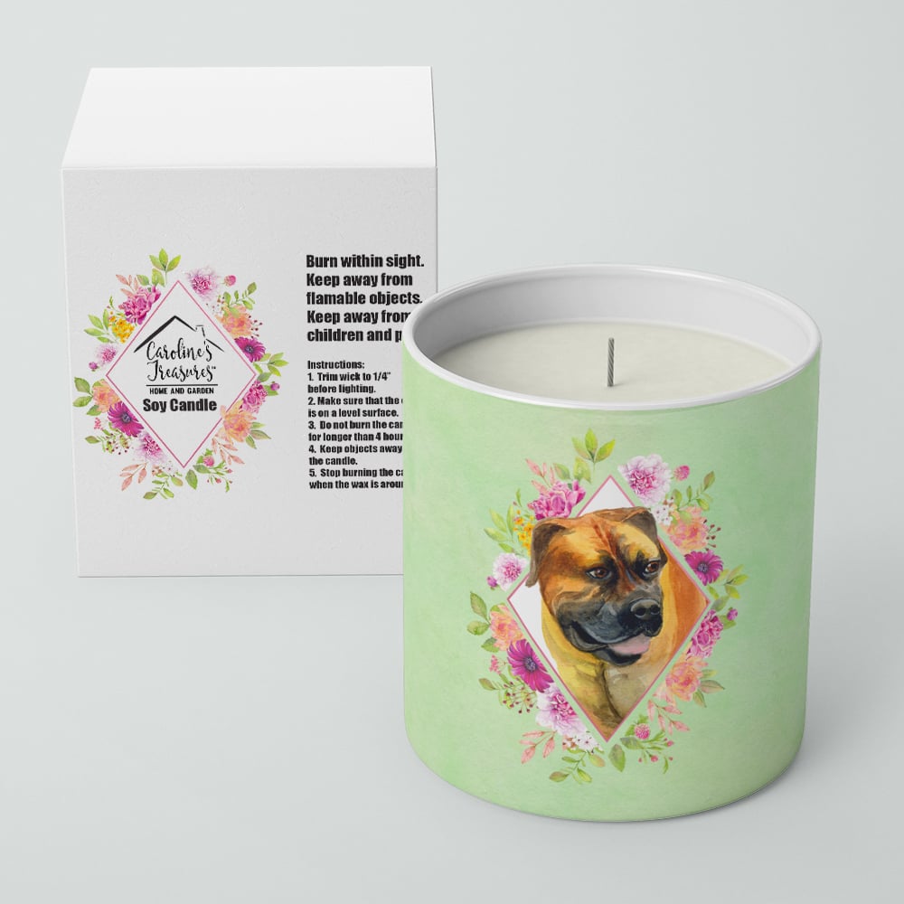 Borboel Mastiff Green Flowers 10 oz Decorative Soy Candle Image 2