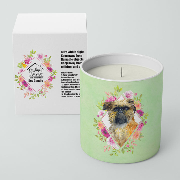 Brussels Griffon Green Flowers 10 oz Decorative Soy Candle Image 2