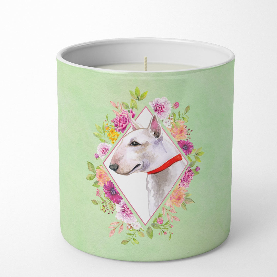 Bull Terrier Green Flowers 10 oz Decorative Soy Candle Image 1