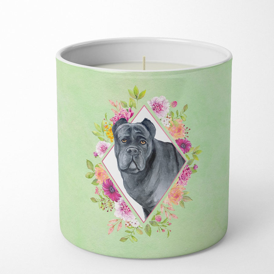 Cane Corso Green Flowers 10 oz Decorative Soy Candle Image 1