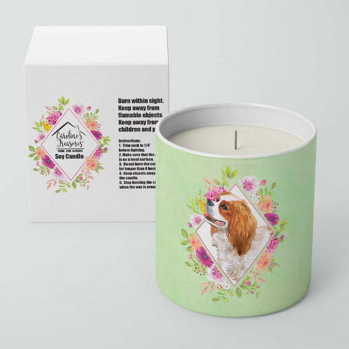 Cavalier King Charles Spaniel Green Flowers 10 oz Decorative Soy Candle Image 2