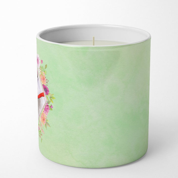 Bull Terrier Green Flowers 10 oz Decorative Soy Candle Image 5