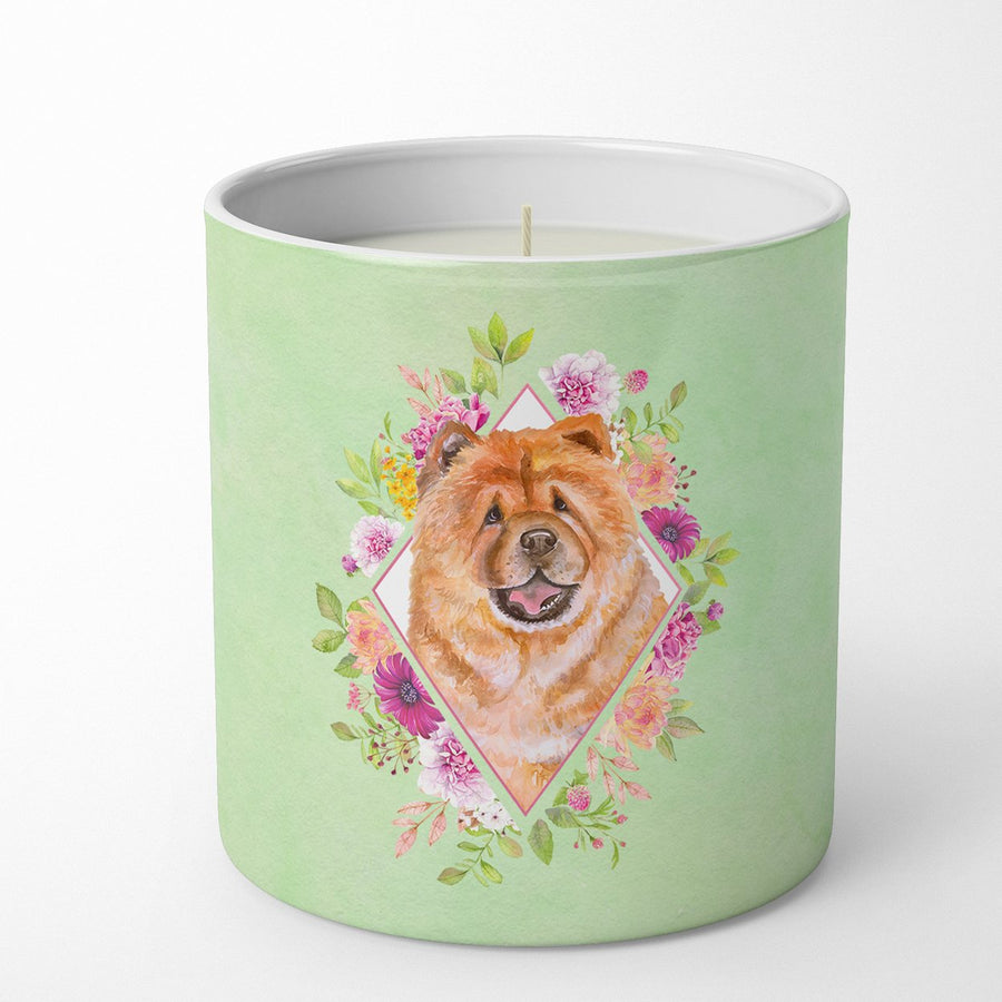 Chow Chow Style 1 Green Flowers 10 oz Decorative Soy Candle Image 1